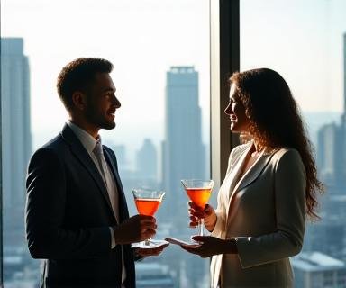 Finance experts talking at a gallery event