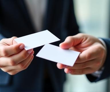 Professionals exchanging business cards